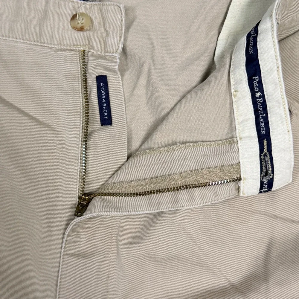 Vintage Polo Ralph‎ Lauren Andrew Chino Short Men 42 Tan Pleated Cotton Classic